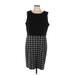 Calvin Klein Casual Dress - Mini Scoop Neck Sleeveless: Black Houndstooth Dresses - Women's Size 16