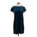 Cynthia Rowley TJX Casual Dress - Shift: Teal Solid Dresses - Women's Size Small