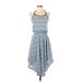 Yellow Star Casual Dress - Midi Scoop Neck Sleeveless: Blue Stripes Dresses - Women's Size Small