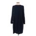Ann Taylor LOFT Casual Dress - Shift: Blue Solid Dresses - Women's Size 8
