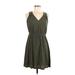 Old Navy Casual Dress - Mini V Neck Sleeveless: Green Print Dresses - Women's Size Medium