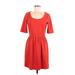 Gap Outlet Casual Dress - A-Line Scoop Neck 3/4 sleeves: Red Print Dresses - Women's Size Medium