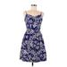 Gap Outlet Casual Dress - Mini V Neck Sleeveless: Blue Floral Dresses - Women's Size 10