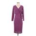 Gilli Casual Dress - Sheath V Neck 3/4 sleeves: Purple Dresses - New - Women's Size Small