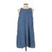 Gap Casual Dress - A-Line Crew Neck Sleeveless: Blue Solid Dresses - Women's Size Small