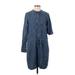 Gap Casual Dress - Shirtdress High Neck 3/4 sleeves: Blue Print Dresses - Women's Size Small