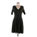 Torrid Casual Dress - A-Line V-Neck 3/4 Sleeve: Black Solid Dresses - Women's Size Medium Plus