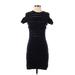 Banana Republic Casual Dress - Bodycon Crew Neck Short sleeves: Black Print Dresses - Women's Size X-Small