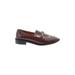 Lisa Vicky Flats: Loafers Chunky Heel Classic Burgundy Print Shoes - Women's Size 9 1/2 - Almond Toe