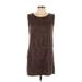 GB Casual Dress - Mini Scoop Neck Sleeveless: Brown Dresses - Women's Size Large