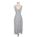 Urban Outfitters Casual Dress - Midi V-Neck Sleeveless: Gray Print Dresses - Women's Size Small