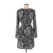 Ann Taylor LOFT Outlet Casual Dress - Mini Crew Neck 3/4 sleeves: Gray Dresses - Women's Size Medium