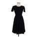 Lularoe Casual Dress - A-Line Crew Neck Short sleeves: Black Solid Dresses - Women's Size X-Small