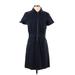 J.Crew Casual Dress - Shirtdress High Neck Short sleeves: Blue Solid Dresses - New - Women's Size 2