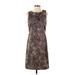 Ann Taylor LOFT Cocktail Dress - Sheath High Neck Sleeveless: Brown Leopard Print Dresses - Women's Size 4