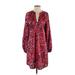 Vince Camuto Casual Dress - Mini V-Neck 3/4 sleeves: Red Floral Dresses - New - Women's Size Small