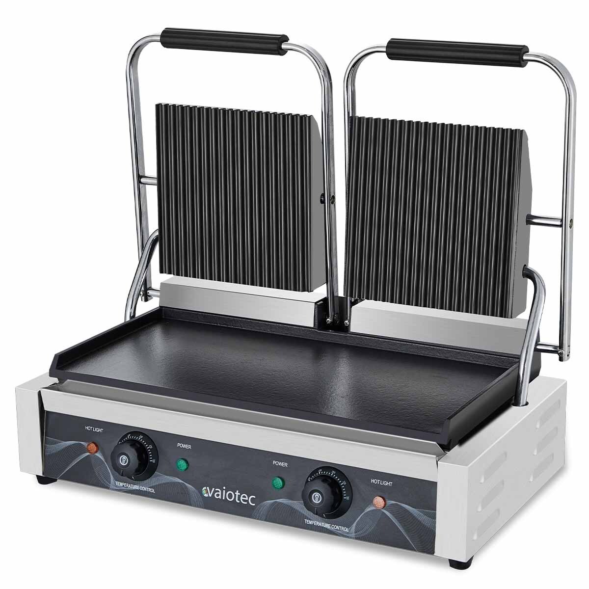vaiotec Elektro Kontaktgrill "doppelt", oben gerillt & unten glatt, 568 x 395 mm Image