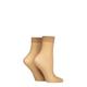 Ladies 2 Pair Charnos 10 Denier Sheer Ankle Highs Natural Tan One Size