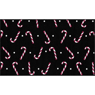 Candy Canes Black Kitchen Rug by Mohawk Home in Black (Size 24 X 40)
