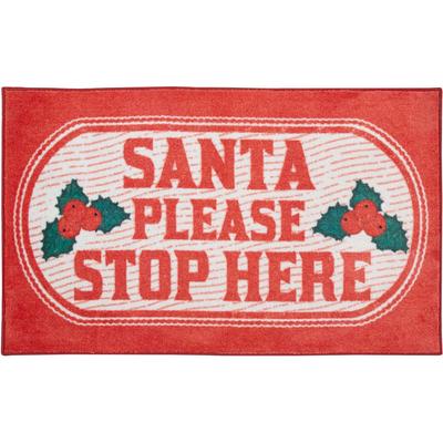 Santa Stop Here Red Kitchen Rug by Mohawk Home in Red (Size 30 X 50)