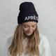 Après Winter Beanie in White 3D Puff Embroidery, Apres Ski, Hats, Women's Hat, Ski Ski Gifts, Beanie Gifts For Her, Holiday