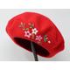 Hand Embroider Colorful Wild Flower Blossom Wool Beret Hat, 100% French Cap, Warm Winter Hat For Women Red