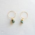 Raw Turquoise Earrings, Gold Filled Hoop Earrings , Mothers Day Gift, Special Friend Valentine December Birthstone