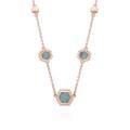 Amazonite Flat Slice Hex Chain Necklace in Rose Gold Plated Silver