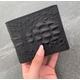 Genuine Vintage Cow Leather Wallet Coin Pocket Money Purse Crocodile Design Black Style Ari