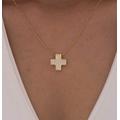 Pave Cross Necklace, 14K Solid Gold 925 Sterling Silver Religious Baptism Gift, Christmas Gift
