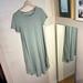 Lularoe Dresses | Euc Lularoe Classic Green Heather Pocket Short Sleeve Fit Flare Tunic Sz Xxs | Color: Gray/Green | Size: Xxs