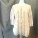 Anthropologie Tops | Anthropologie Laffaire Silver Embroidered Pink 3/4 Sleeve Top Small | Color: Pink/Silver | Size: S