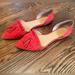 J. Crew Shoes | J. Crew Red Suede Dorsay Tassel Flats, Size 8.5 | Color: Red | Size: 8.5