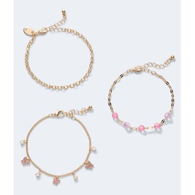 Aeropostale Womens' Butterfly Bead Bracelet 3-Pack - Multi-colored - Size OS - Metal