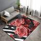 VducK Area Rug Living Room 150 X 100 Cm Roses Flower Floral Zebra Stripes Carpet for Bedroom Washable Rugs Modern Floor Carpets Non Slip Rug for Living Rooms Bedrooms Balconies Bedside