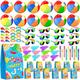 Pool Party Favors and Beach Party Favors - 72 PCS Party Bag Stuffers for Kids Including Beach Balls, Kids Sunglasses Bulk, Bubble Wands, and More for Beach Pool Party Favors, Birthday Party Supplies