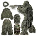 HAZARA 5 in 1 Ghillie Suit for Men 3D Camouflage Hunting Apparel Bushman Costume Including Jacket, Pants, Hood, Carry Bag Hunting Clothes for Men for Paintball,Halloween Costume,ForestGreen-Adults
