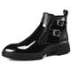 Patent leather plus velvet men's short boots genuine leather high-top leather shoes thick-soled big-toe men's boots shiny (Color : Black, Size : 9.5UK)