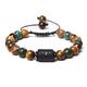 Natural Handmade Weave Black Rope Bangle Natural Tiger Eye African Turquois Beads Bracelet (Metal Color : Virgo) (Black Cancer)