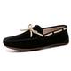 Mens Loafers Shoe Boat Shoes Round Toe Suede Vamp Moccasins Shoes Slip Resistant Anti-Slip Flat Heel Outdoor Classic Slip-ons (Color : Black, Size : 8 UK)