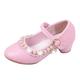 CreoQIJI Shoes Women's Low Shoes Heel Sandals Beads Cute Student Leather Shoes Performance Dance Princess Shoes Volleyball Shoes Women, pink, 2 UK