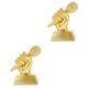 Yardwe 2pcs Music Trophy Home Decor Singing Award Trophy Light House Decorations for Home Soccer Trophies Trophy for Kids Microphone Trophy Awards Stars Favors Art Desk Child Sports Resin