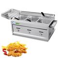 Commercial Fryer Stainless Steel Deep Fat Fryer with Basket & Lid, Large Capacity Gas Deep Fat Fryer Easy Clean for Food Cooking & French Fries Home (Style3)