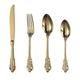 32-Piece Gold Hollow Retro Cutlery Set: Stainless Steel Knives, Forks, and Spoons for 8 People - Perfect for Imperial Court-Inspired Dining Experience!