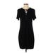 White House Black Market Casual Dress - Shift Crew Neck Short sleeves: Black Print Dresses - Women's Size Small Petite