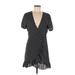 Cotton Candy LA Casual Dress - Wrap: Black Polka Dots Dresses - Women's Size Medium