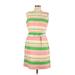 Brooks Brothers Casual Dress - Sheath Square Sleeveless: Pink Stripes Dresses - Women's Size 12 Petite