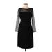 Talbots Cocktail Dress - Sheath: Black Grid Dresses - Women's Size 4 Petite