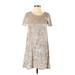 Full Tilt Casual Dress - Mini Scoop Neck Short sleeves: Silver Print Dresses - Women's Size Small