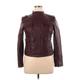 Arizona Jean Company Faux Leather Jacket: Short Burgundy Print Jackets & Outerwear - Women's Size X-Large